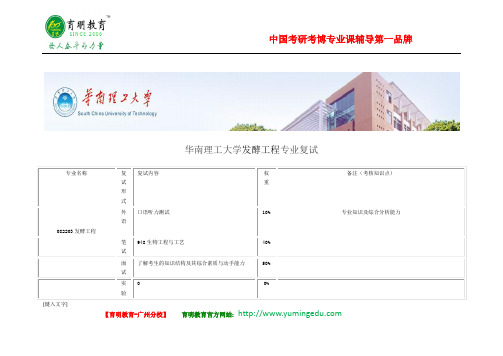 2016年华南理工大学发酵工程专业考研复试线复试科目复试经验分享