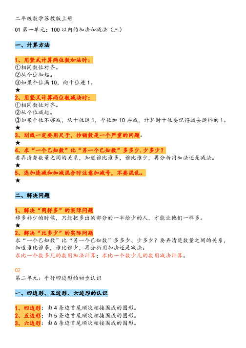 二年级数学苏教版上册