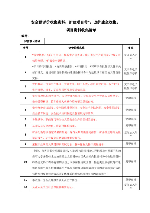 安全预评价提交材料