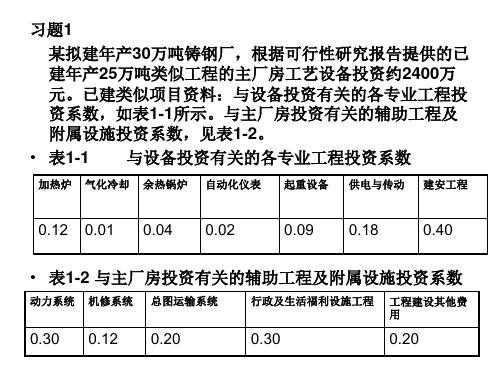 投资估算习题