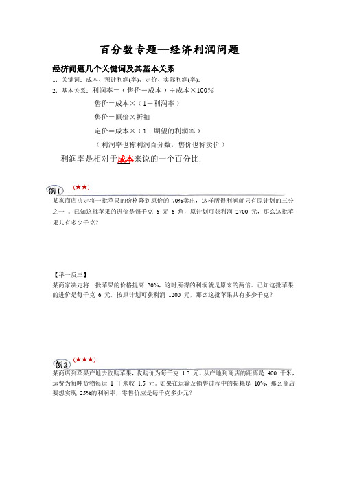 六年级下册数学竞赛试题-奥数利润