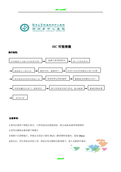 HC可视喉镜操作流程 注意事项 应急预案 流程