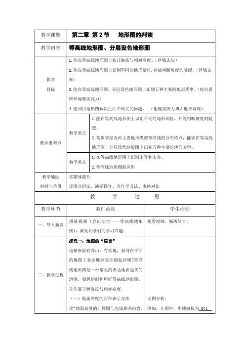 2024年人教七年级地理上册 第二章  第2节《地形图的判读》教案