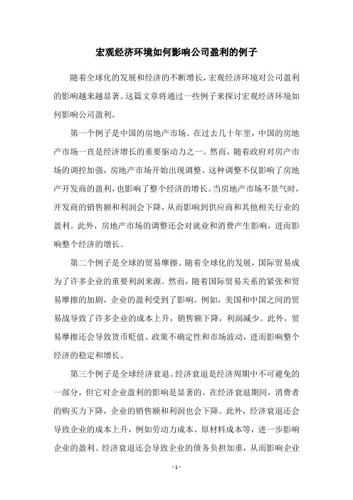 宏观经济环境如何影响公司盈利的例子