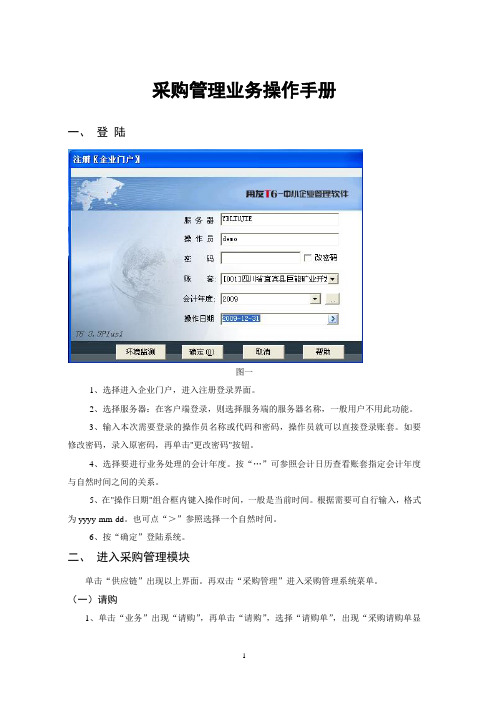 用友T6-采购管理业务操作手册