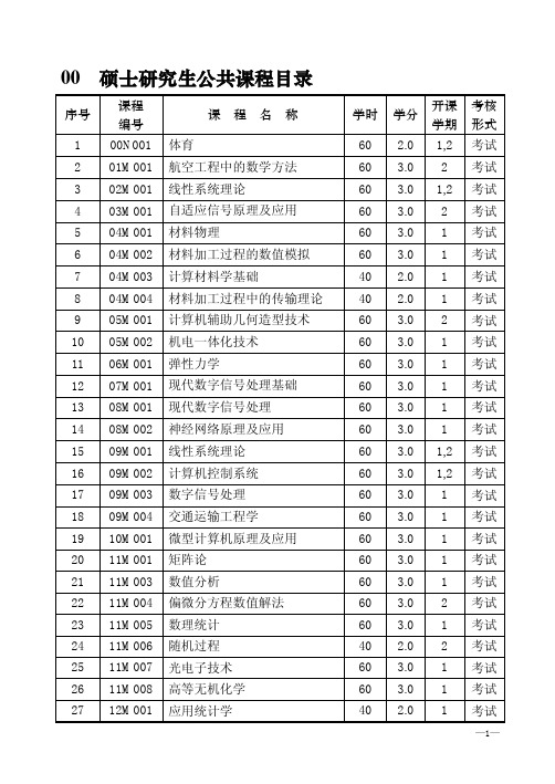 西北工业大学研究生课表