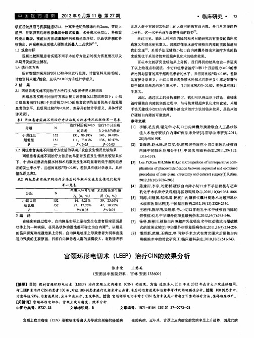 宫颈环形电切术(LEEP)治疗CIN的效果分析