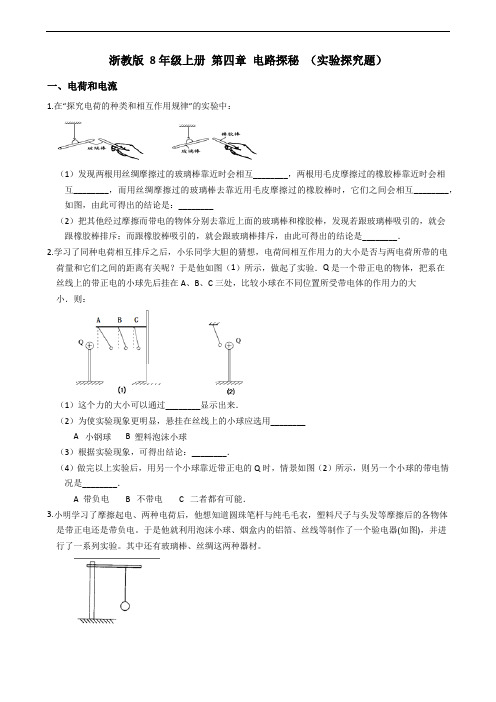 浙教版 8年级上册 第四章 电路探秘 实验探究题(原卷版)