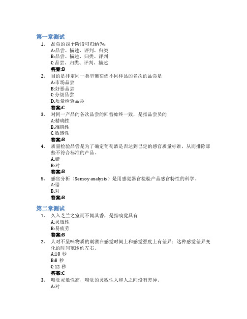 葡萄酒鉴赏智慧树知到答案章节测试2023年山东农业大学