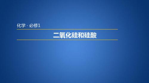 人教版高中化学必修一4.1.1  二氧化硅和硅酸