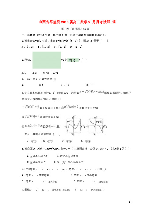 山西省平遥县2018届高三数学9月月考试题理2017102002144