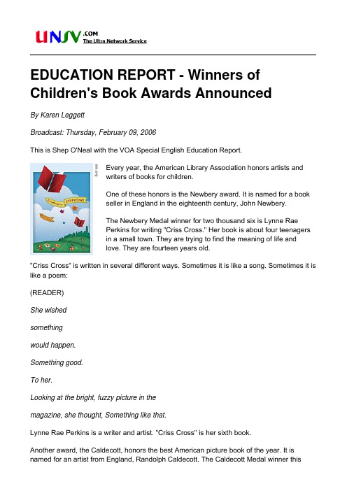 EDUCATION REPORT - Winners of Children's Book Awards Announced