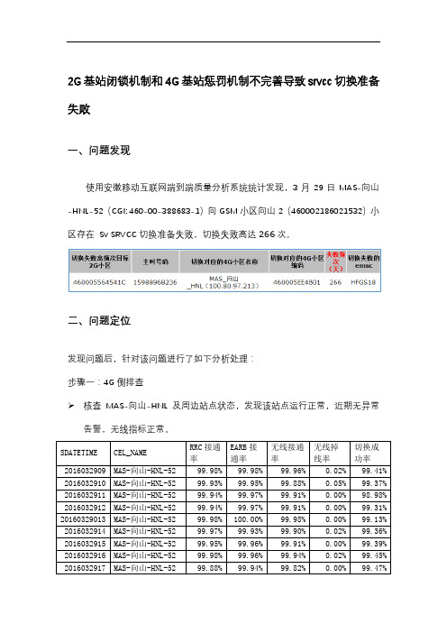 2G基站闭锁机制和4G基站惩罚机制不完善导致srvcc切换准备失败