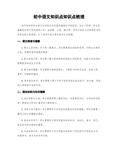 初中语文知识点知识点梳理