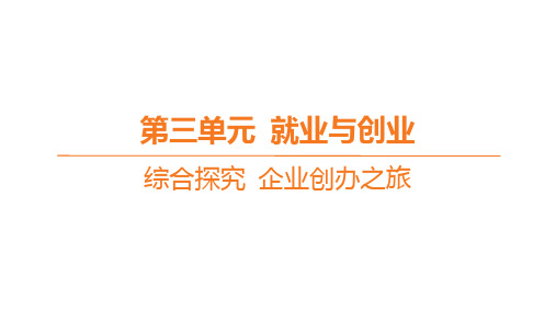 高中思想政治选择性必修第二册精品课件 第三单元 就业与创业 综合探究 企业创办之旅