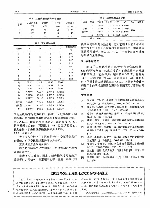 2011农业工程新技术国际学术会议