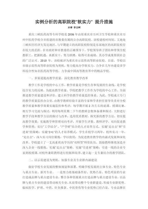 实例分析的高职院校”软实力” 提升措施