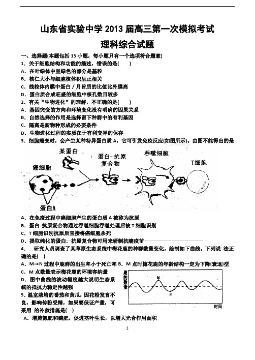山东省实验中学2013届高三第一次模拟考试