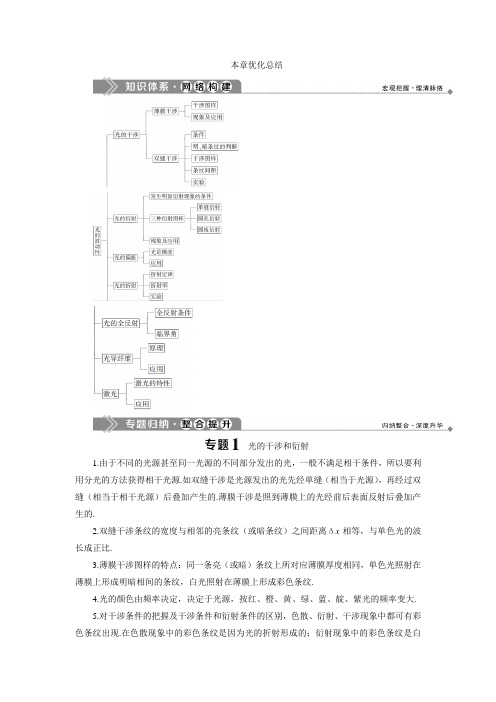 2019-2020学年沪教版物理选修3-4同步配套学案：4.光的波动性 本章优化总结 Word版含答案