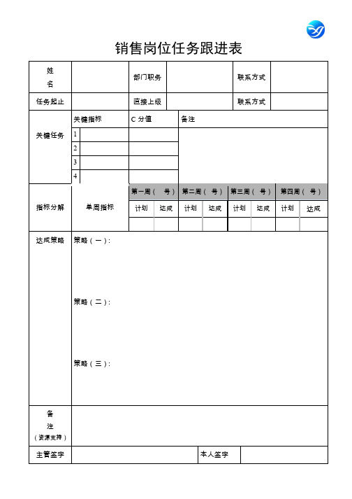 (完整版)销售岗位任务跟进表