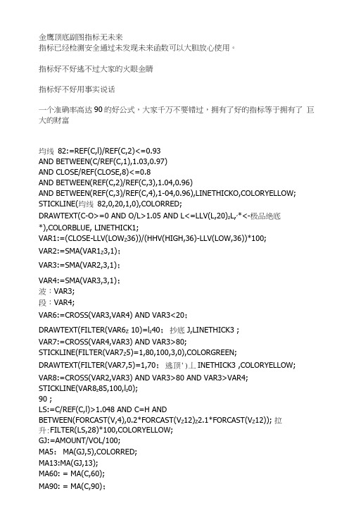 通达信指标公式源码软件金鹰顶底副图指标无未来.docx