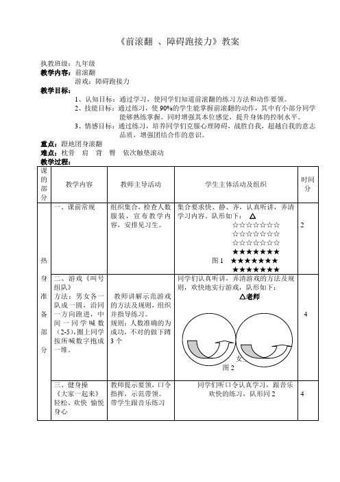 《前滚翻 、障碍跑接力》教案