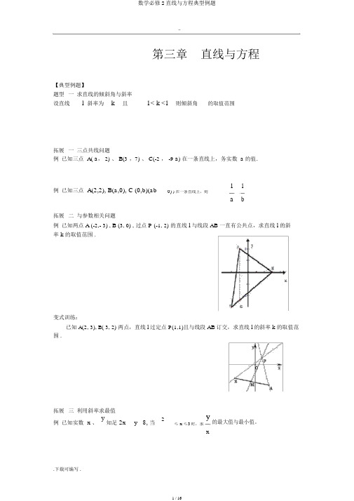 数学必修2直线与方程典型例题