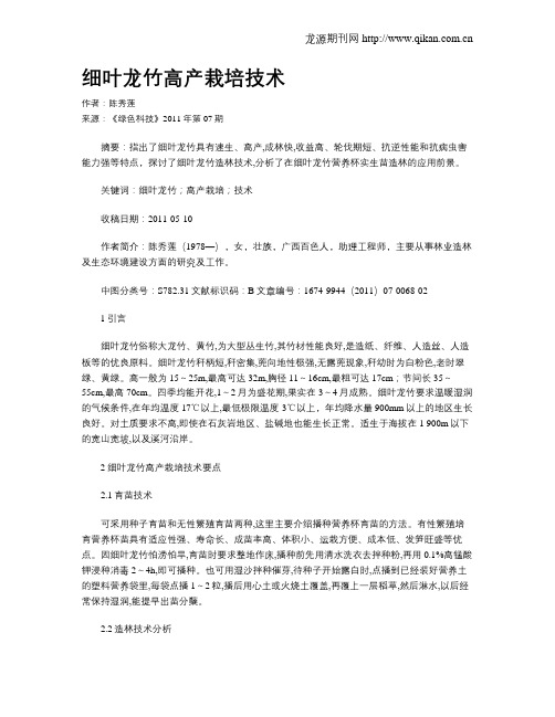 细叶龙竹高产栽培技术