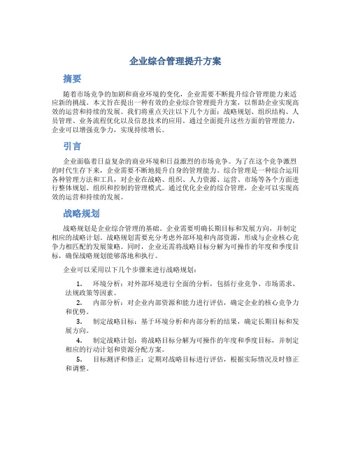 企业综合管理提升方案