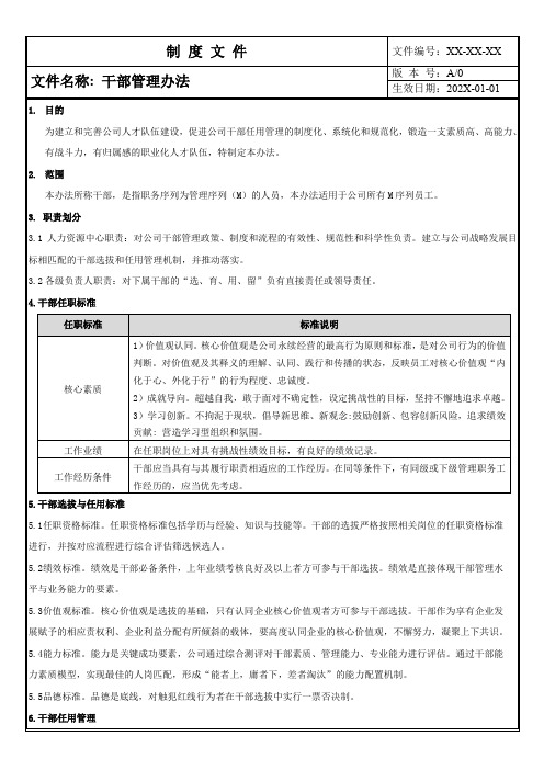 干部管理办法