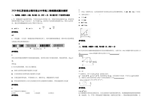 2020年江苏省连云港市连云中学高二物理测试题带解析