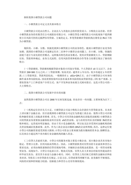 [小额,我国,问题]探析我国小额贷款公司问题