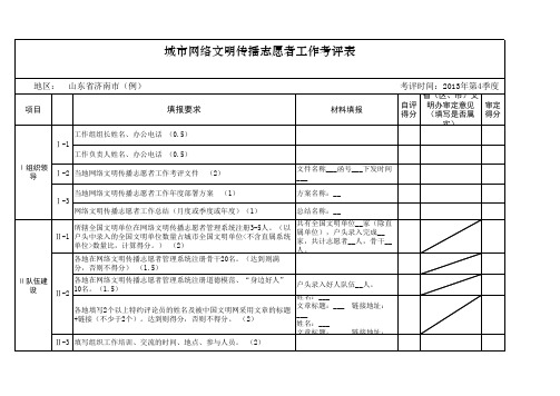 全国网络文明传播志愿者工作考评表(第四季度)