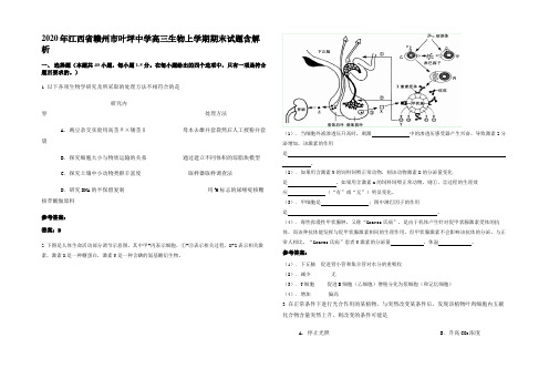 2020年江西省赣州市叶坪中学高三生物上学期期末试题含解析