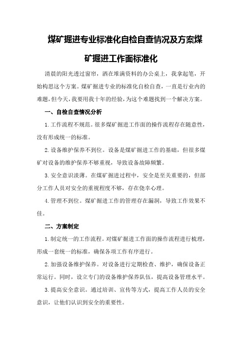 煤矿掘进专业标准化自检自查情况及方案煤矿掘进工作面标准化