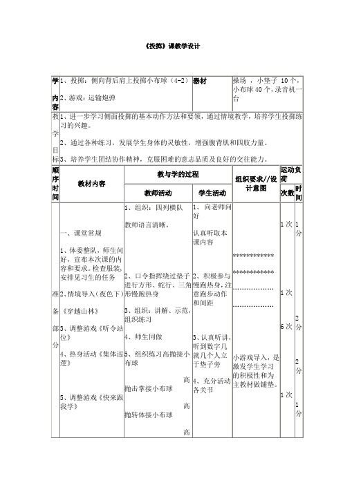 新人教版一至二年级体育《基本身体活动  4.单手正对投掷方向持小垒球(小沙包)掷远与游戏》公开课教案_15