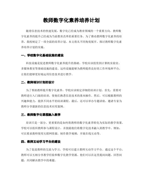 教师数字化素养培养计划