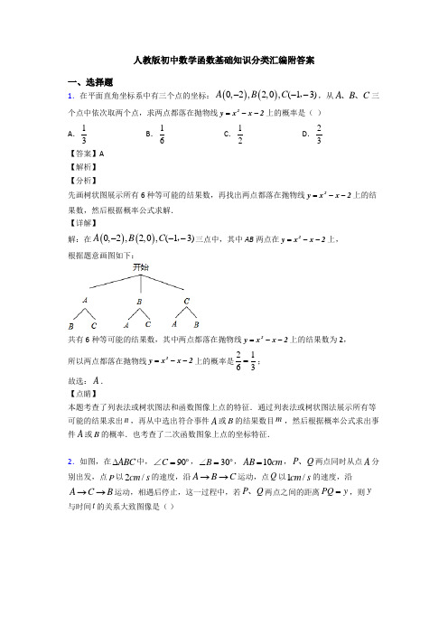 人教版初中数学函数基础知识分类汇编附答案