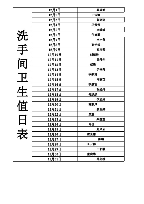 12月份值日表(1)