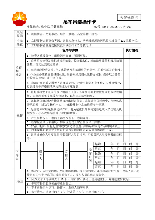 岗位操作卡