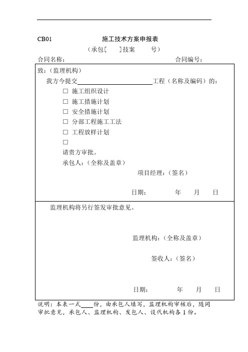 施工技术方案申报表