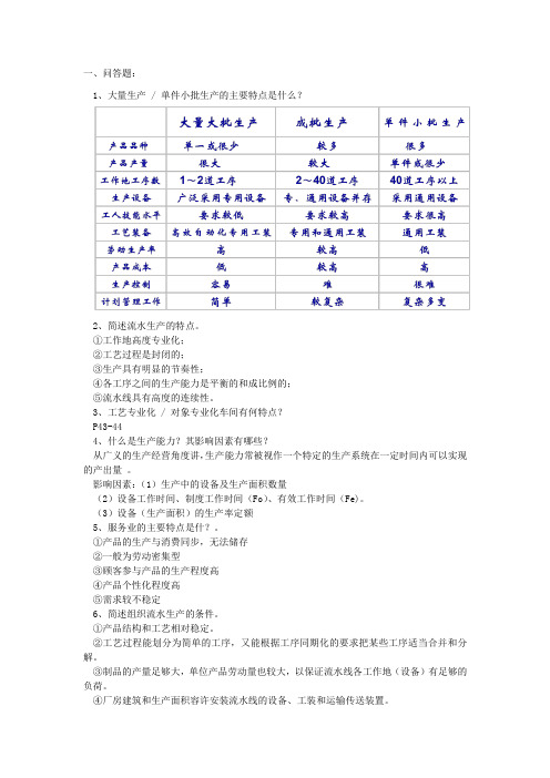 武汉理工《生产与运作管理》详细复习内容