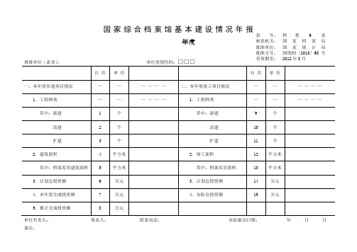 国家综合档案馆基本建设情况年报