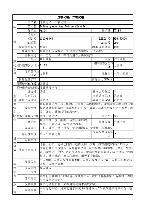 过氧化钠安全技术说明书