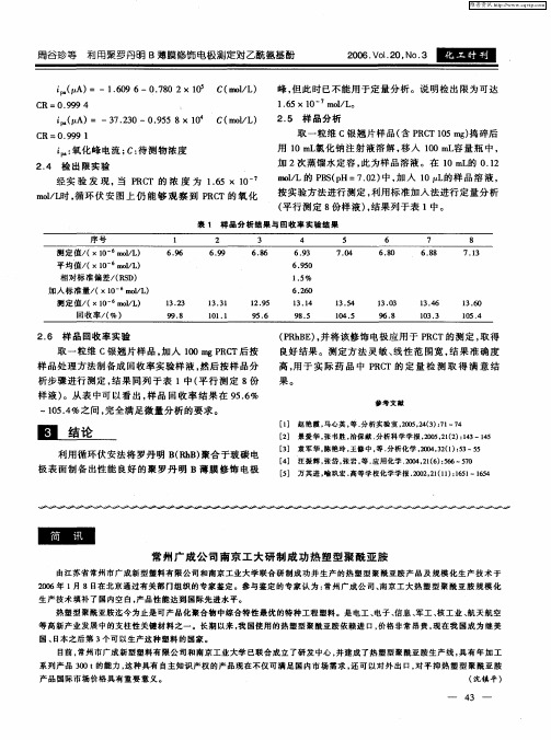 常州广成公司南京工大研制成功热塑型聚酰亚胺