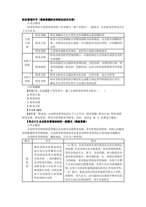 财务管理环节