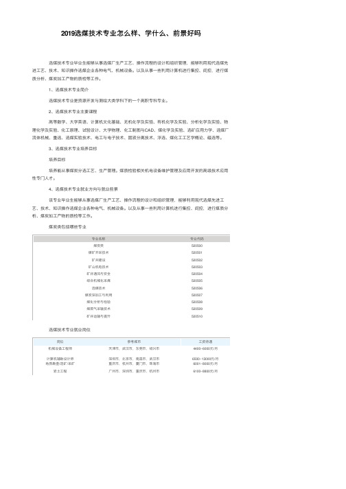 2019选煤技术专业怎么样、学什么、前景好吗