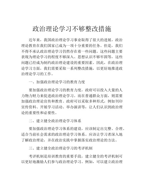 政治理论学习不够整改措施