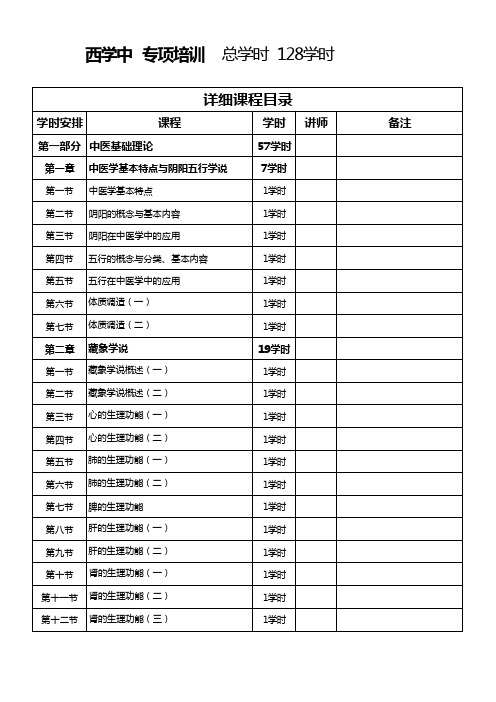 西学中课程目录