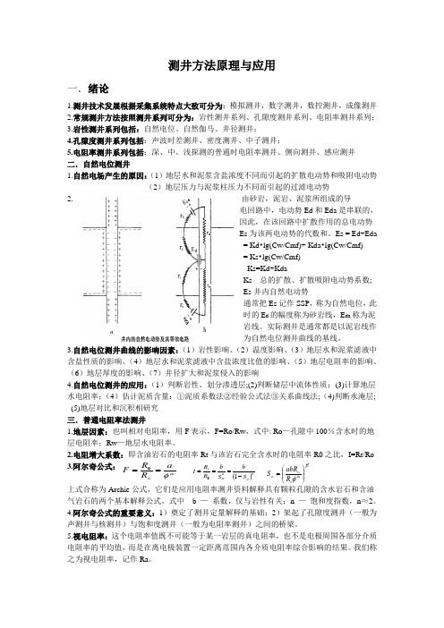 测井方法原理期末复习